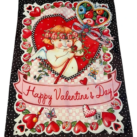 ME Mary Engelbreit Happy Valentines Day Flag - Picture 1 of 5